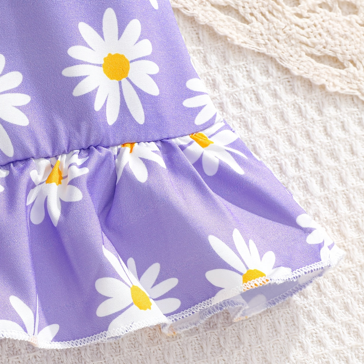3PCS Sweet Daisy Print Ruffled Short Sleeve Baby Set