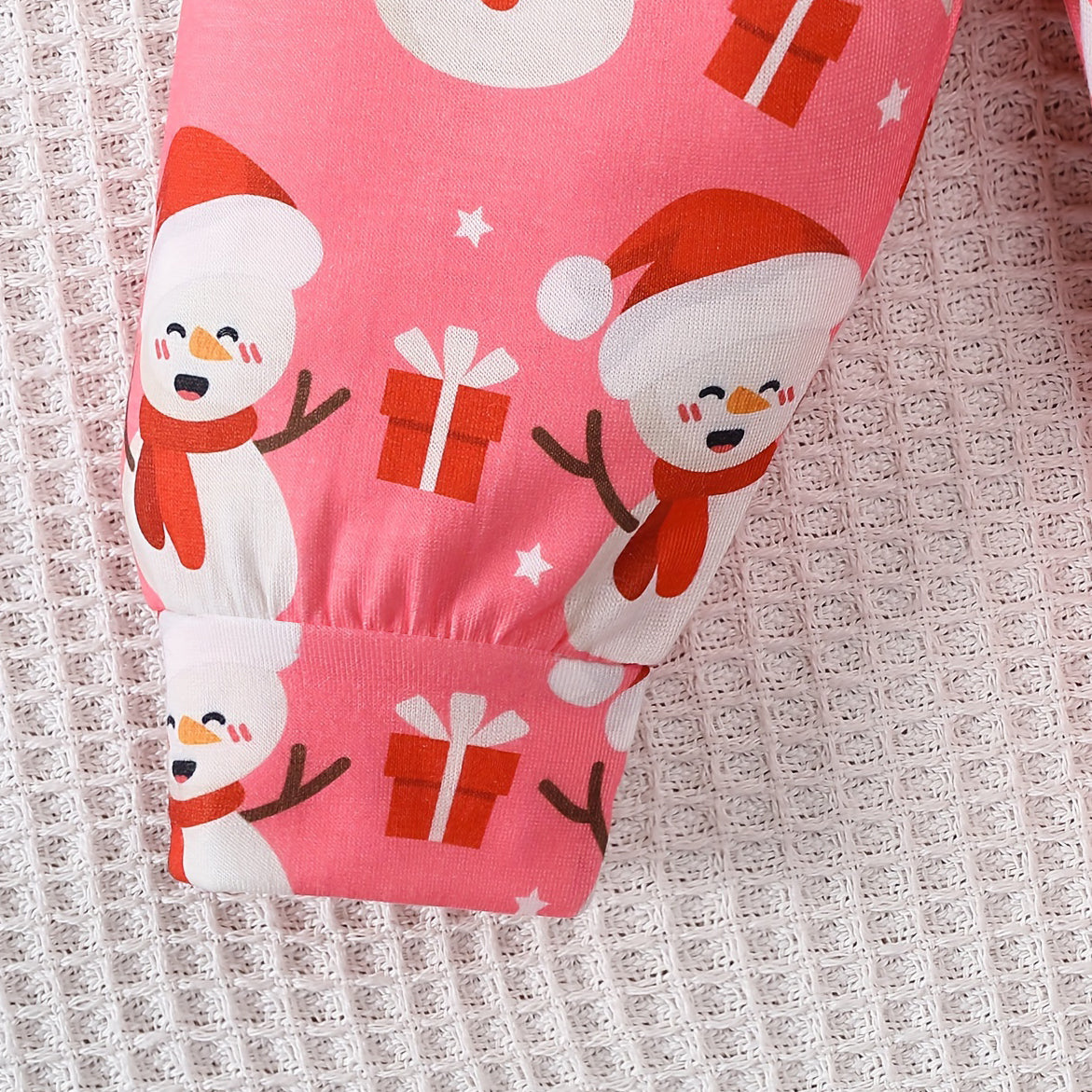 3PCS My 1st Christmas Letter Santa Snowman Printed Long Sleeve Baby Set