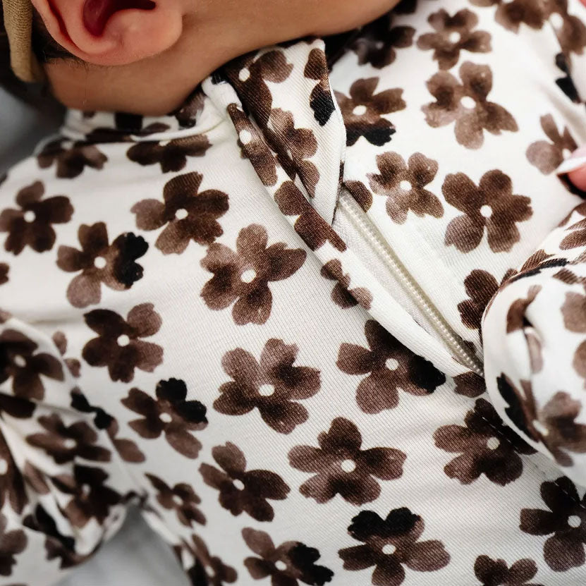 Pretty Floral Printed Zipper Long Sleeve Baby Jumpsuit