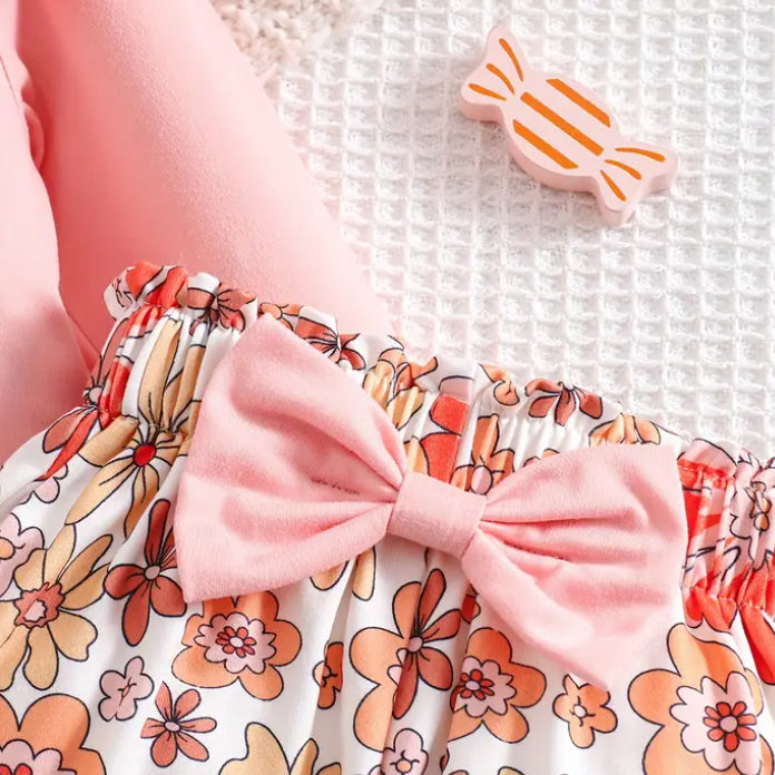 3PCS Pretty Mama's Bestie Letter Floral Printed Baby Set