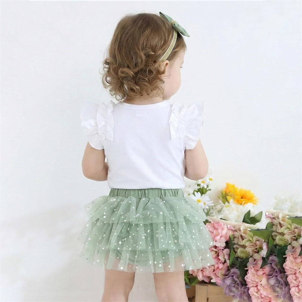 3PCS My 1st Birthday Letter Print Sleeveless Mesh Skirt Baby Set