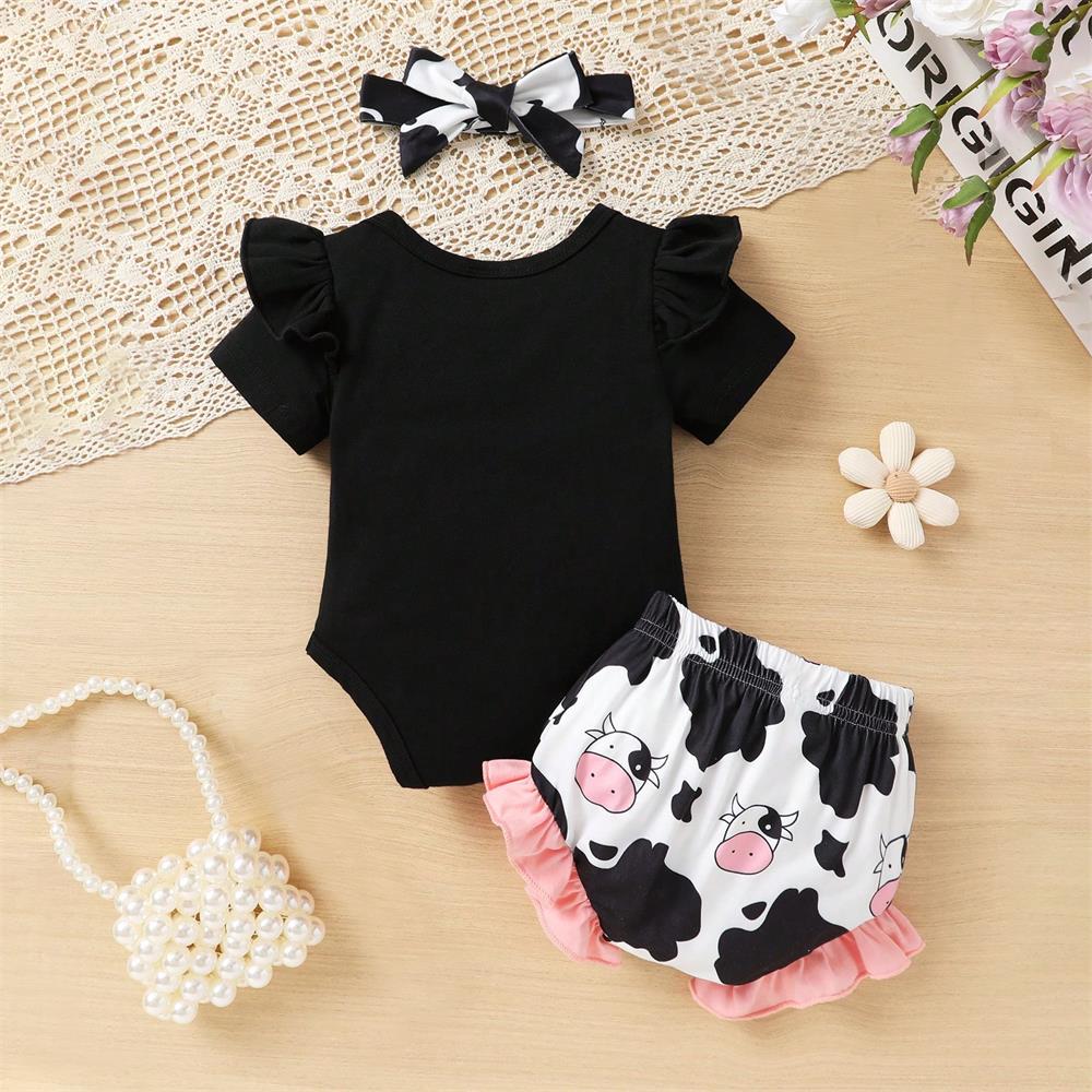 3PCS Holy Cow I'm Cute Letter Printed Baby Set