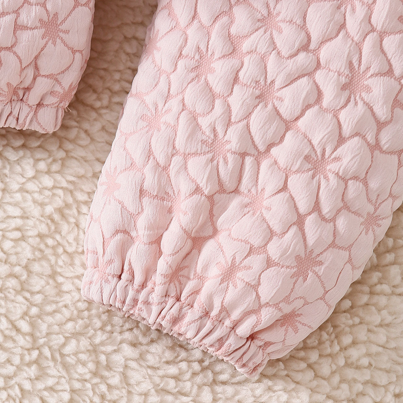 3PCS Pretty Floral Embossed Fluffy Shoulder Long Sleeve Baby Set
