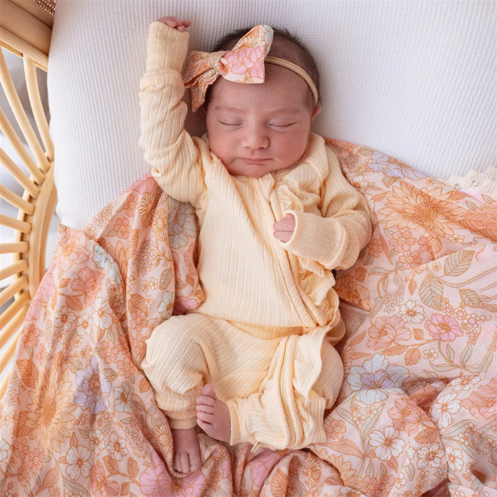 Comfortable Solid Color Frill Zip Long Sleeve Baby Jumpsuit