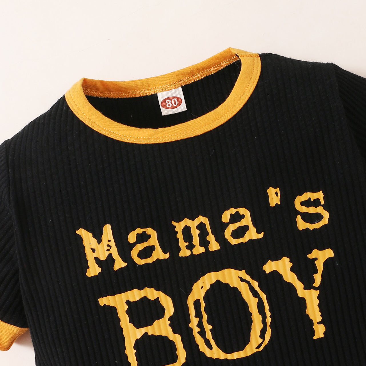 Cozy Mama's Boy Letter Print Short Sleeve Baby Jumpsuit