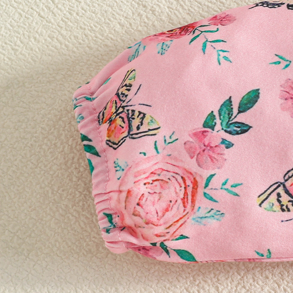 3PCS Charming The Princess Has Arrived Letter Floral Print Baby Set