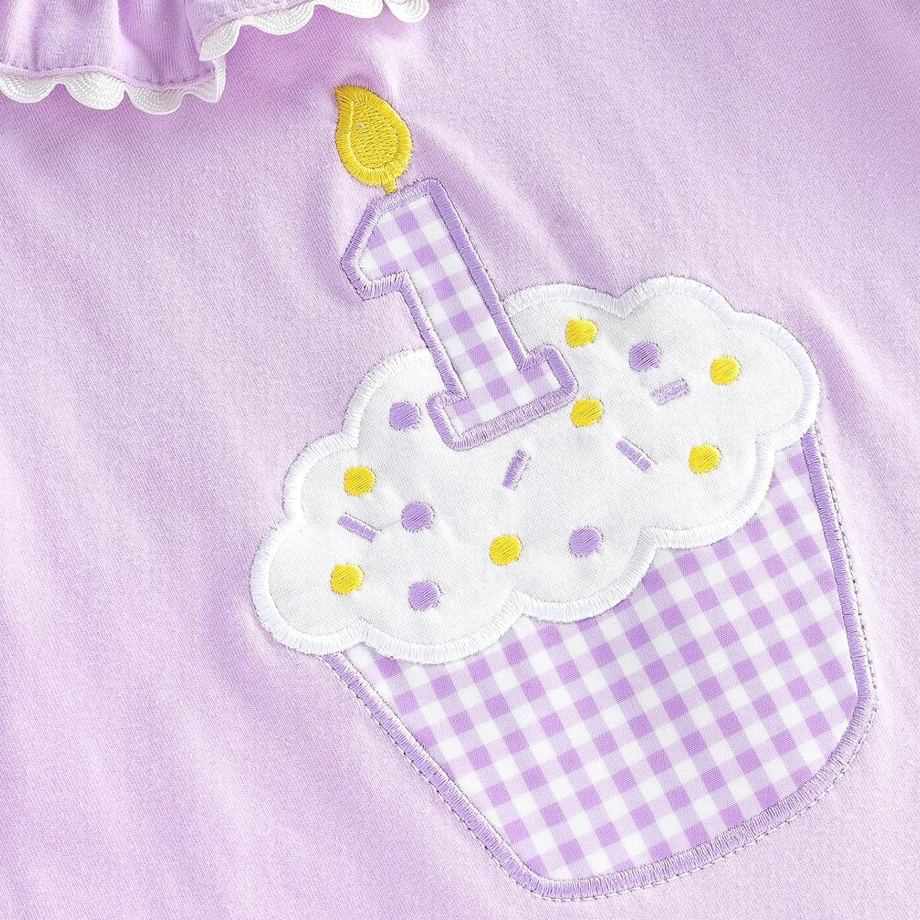 Sweet Cake Embroidery Short Sleeve Baby Jumpsuit