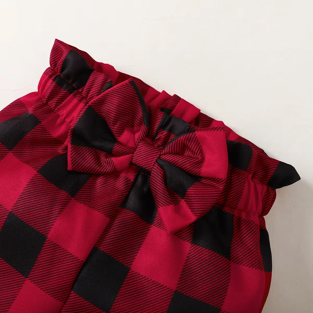 3PCS Sweet My 1st Christmas Letter Plaid Print Baby Girl Set