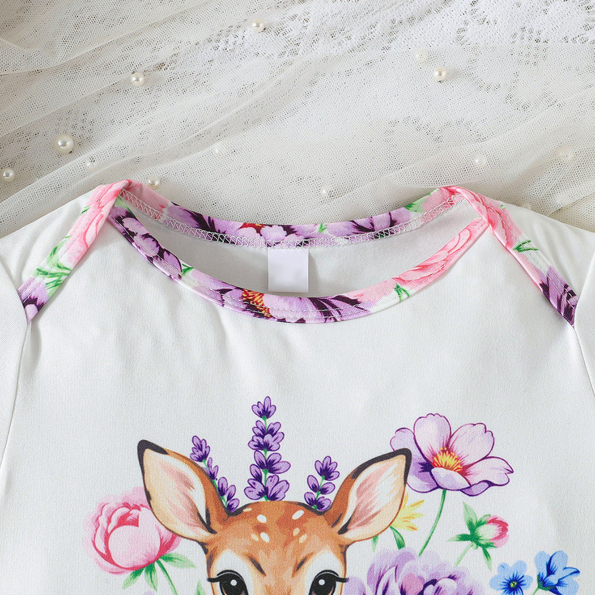 3PCS Adorable Giraffe Floral Print Short Sleeve Baby Set