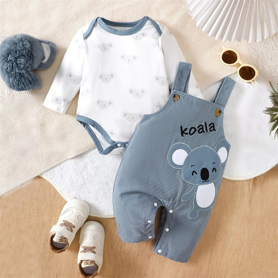 2PCS Cute Koala Printed Long Sleeve Baby Set