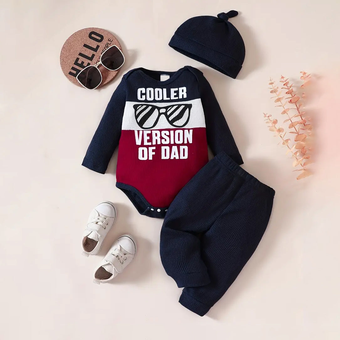 3PCS Cooler Version Of Dad Letter Printed Long Sleeve Baby Set