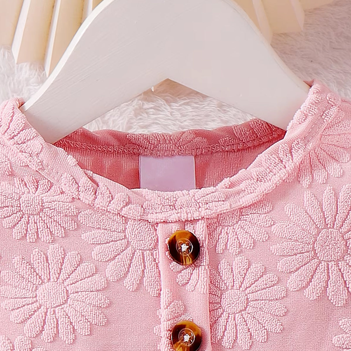 Stylish Solid Color Floral Embroidery Bow Long Sleeve Baby Dress