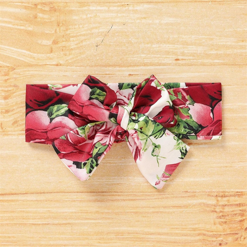 2PCS Floral Printed Ruffled Sleeveless Baby Romper