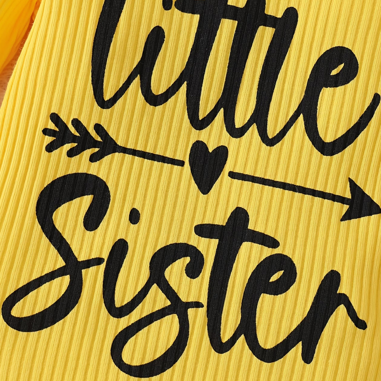 3PCS Lovely Little Sister Letter Floral Print Baby Set