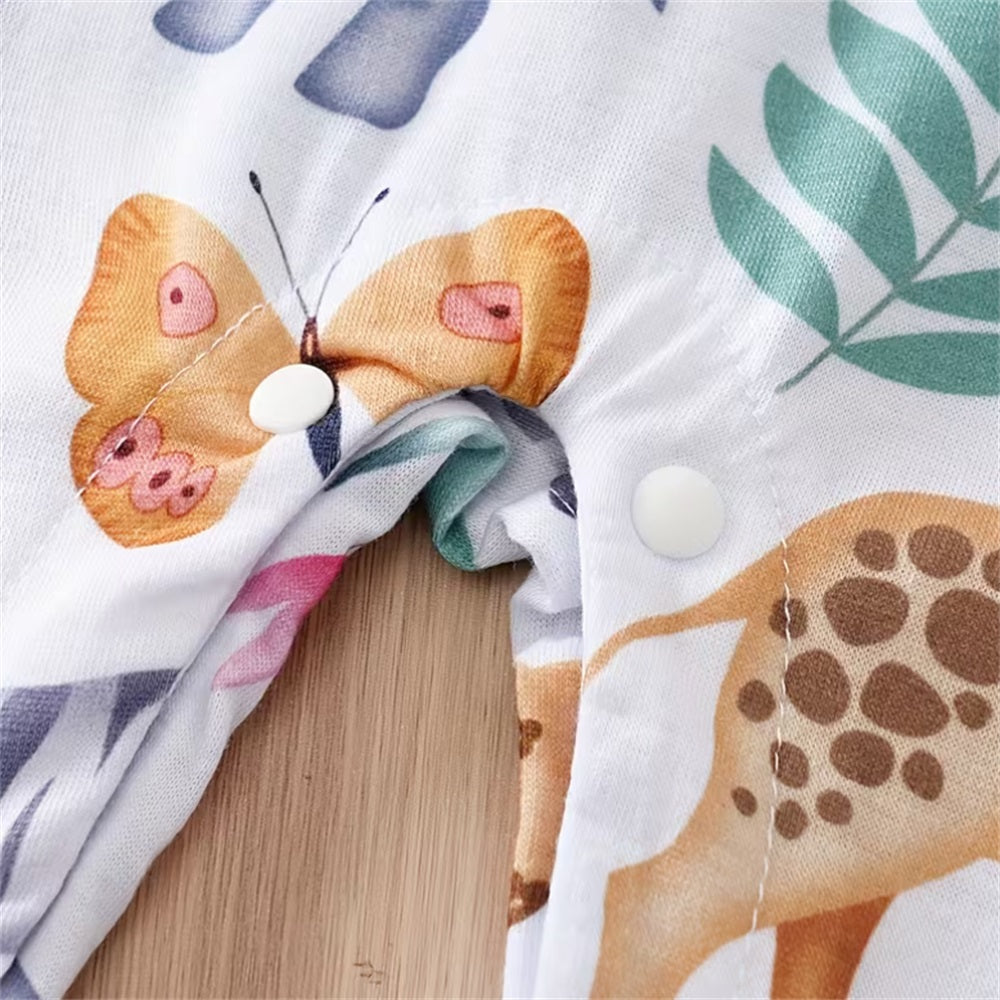 Casual Cute Animal Print Long Sleeve Baby Jumpsuit