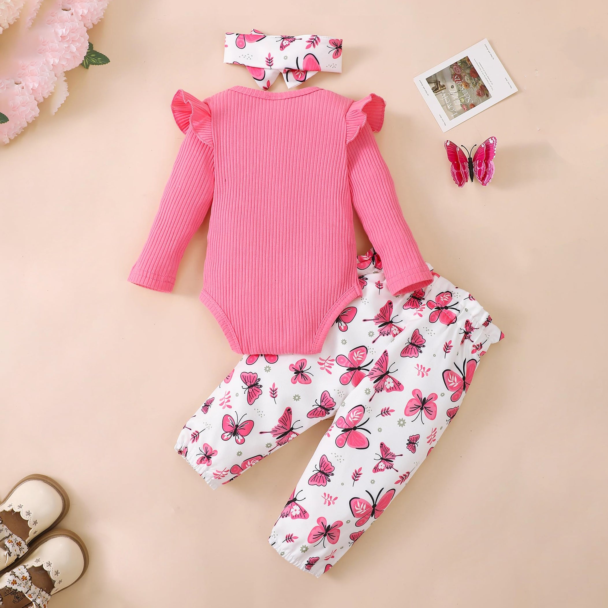 3PCS I Got It From My Mama Letter Butterfly Printed Baby Set