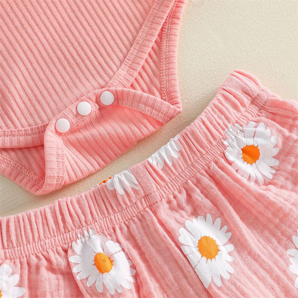 3PCS I Got It From My Mama Letter Daisy Print Long Sleeve Baby Set