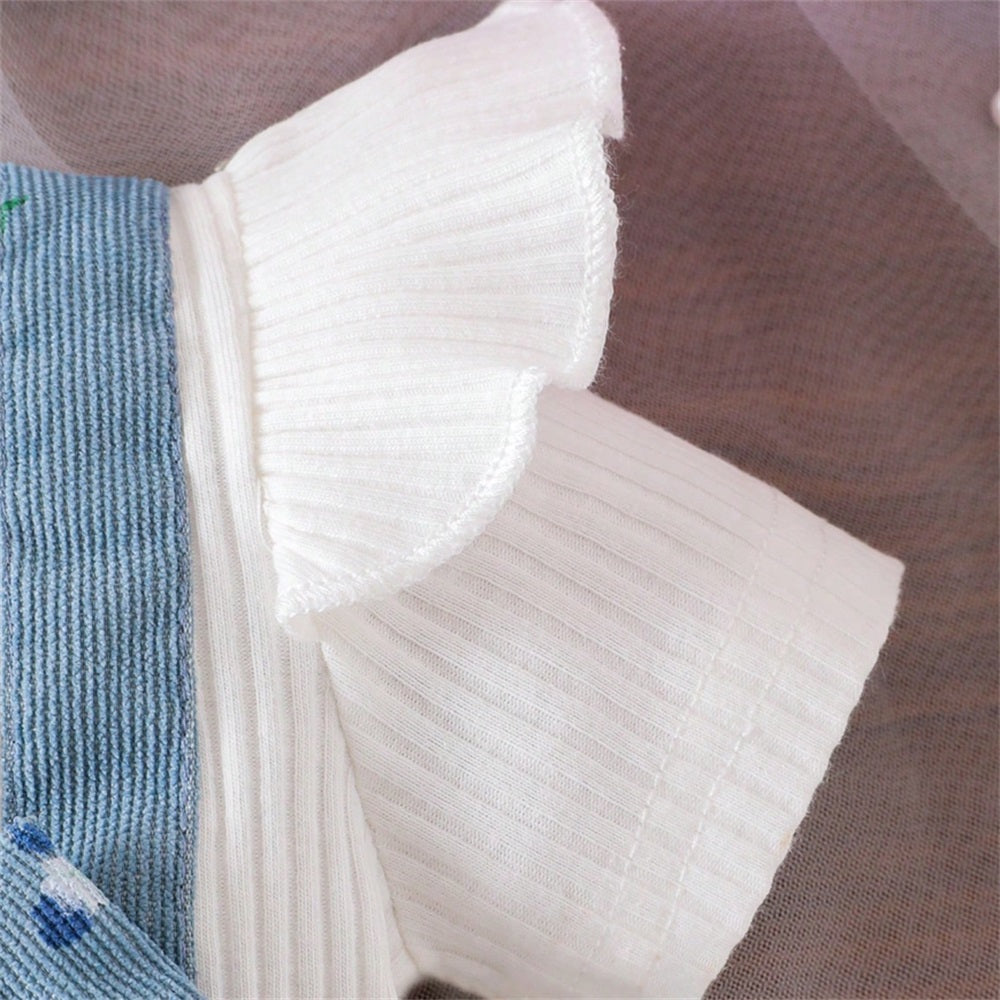 2PCS Causal Floral Printed Bow Short Sleeve Baby Jumpsuit