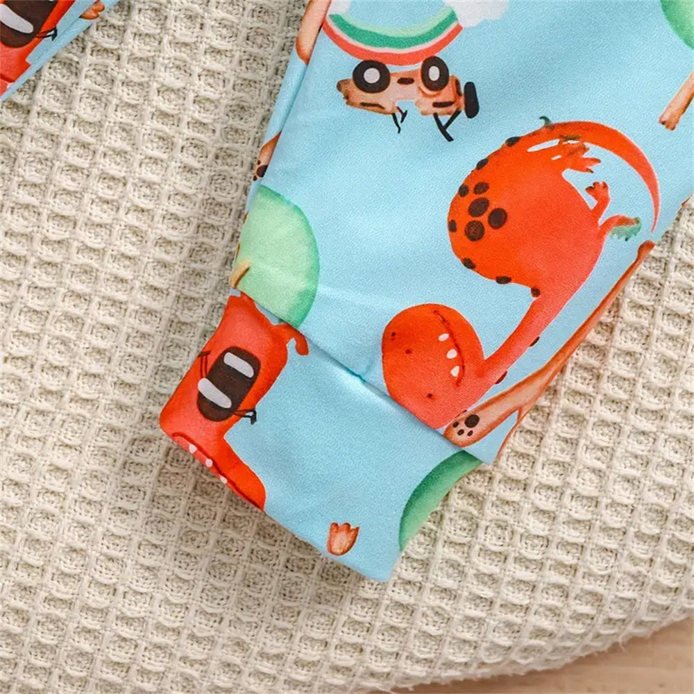 2PCS Casual Cute Animal Print Long Sleeve Baby Set