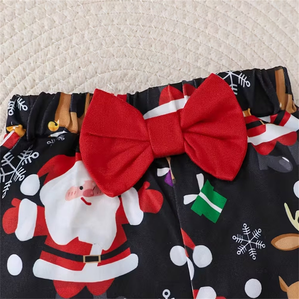 4PCS My 1st Christmas Letter Elk Print Long Sleeve Baby Set