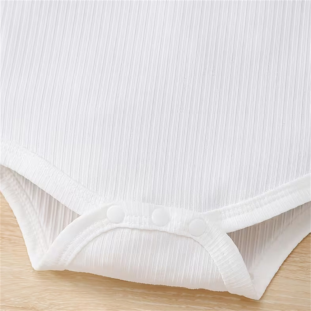 3PCS Sweet Bow Print Long Sleeve Baby Overalls Set