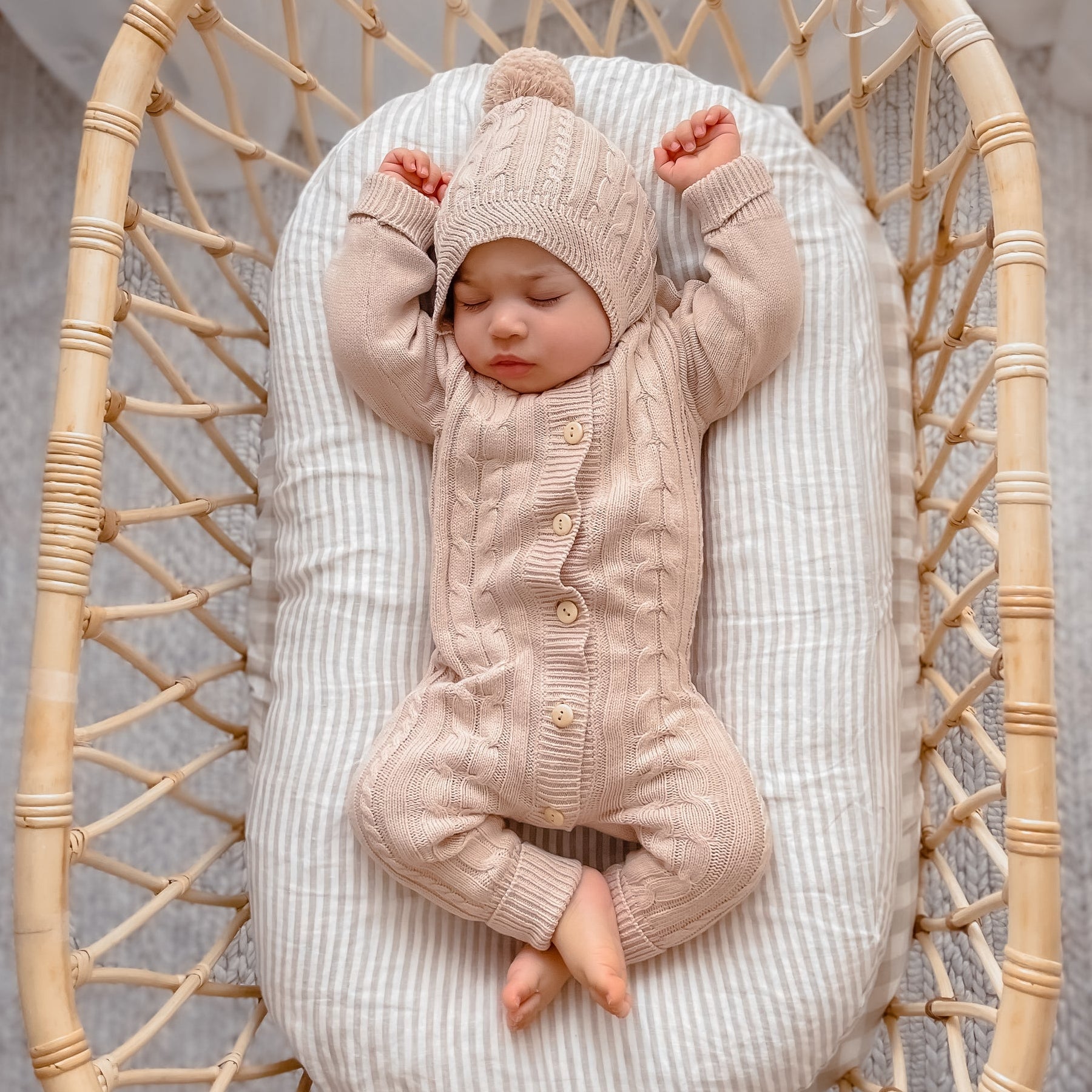 Cozy Solid Color Long Sleeve Knit Baby Jumpsuit