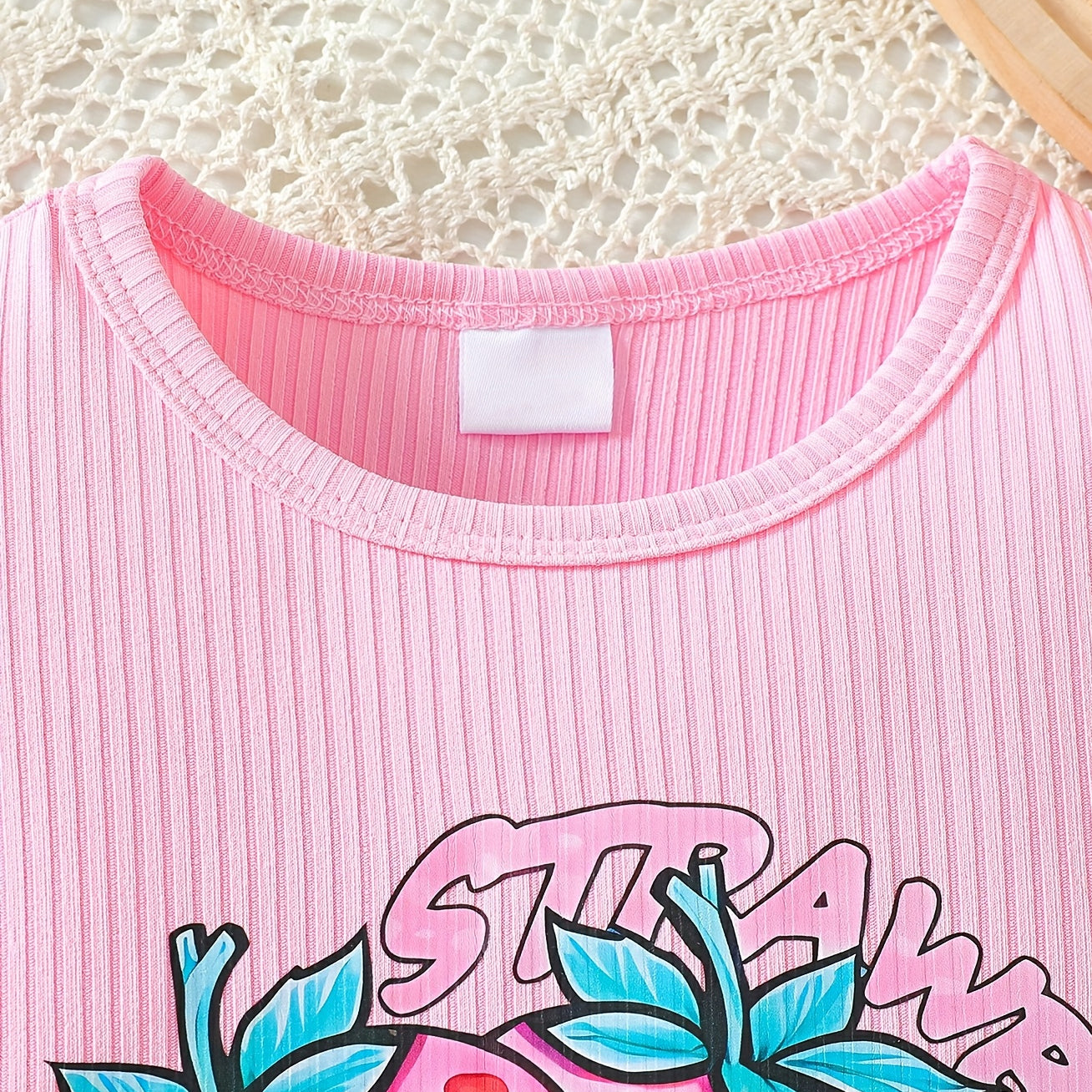 Lovely Strawberry Printed Flounce Sleeve Baby Romper