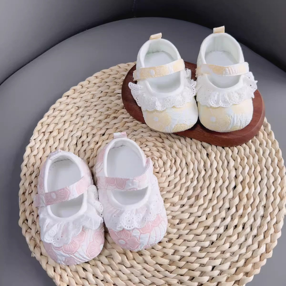 Baby Girl Princess Lace Ruffle Non-Slip Soft Sole Prewalker Shoes