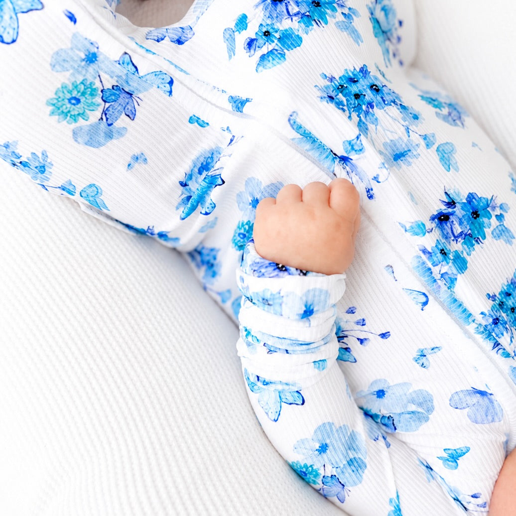 2PCS Sweet Butterfly Floral Print Zipper Baby Jumpsuit