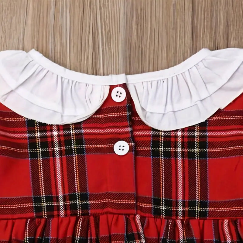 Christmas Plaid Printed Plaid Long Sleeve Baby Romper