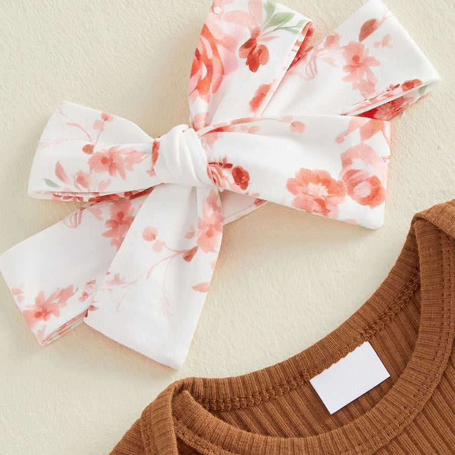 4PCS My Aunt Cooler Than My Dad Letter Floral Printed Baby Set