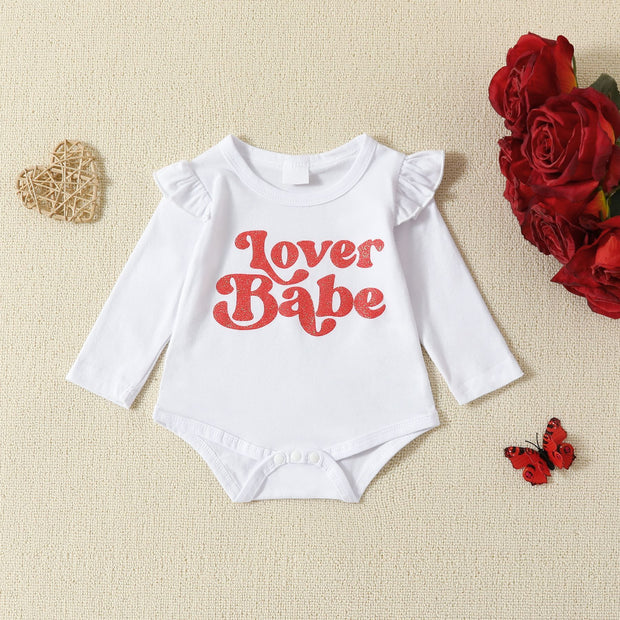 3PCS Stylish Lover Babe Letter Printed Long Sleeve Baby Set