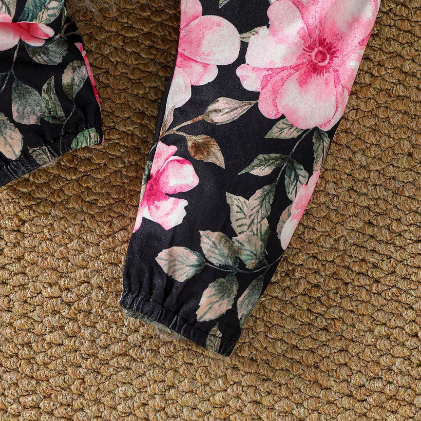 3PCS Pretty Daddy's Girl Mommy's World Letter Floral Printed Baby Set