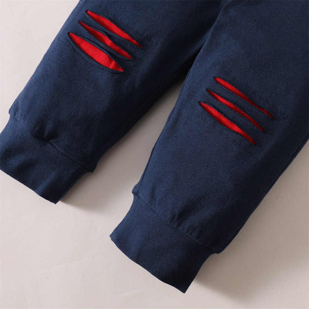 3PCS Mama's Boy Letter Print Striped Long Sleeve Baby Set