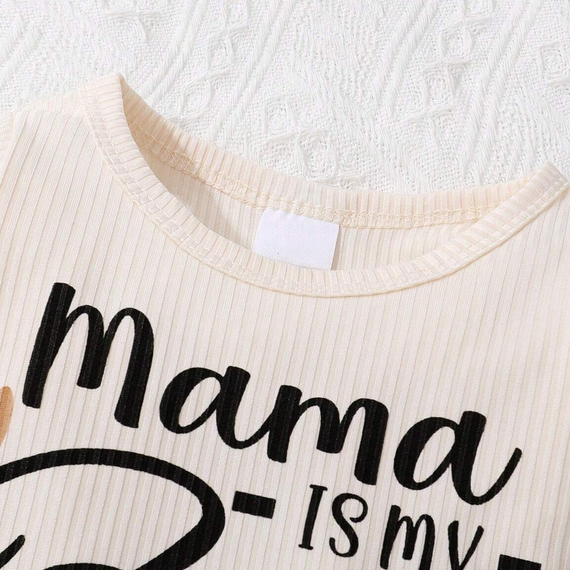 3PCS Mama Is My Bestie Letter Heart Printed Long Sleeve Baby Set