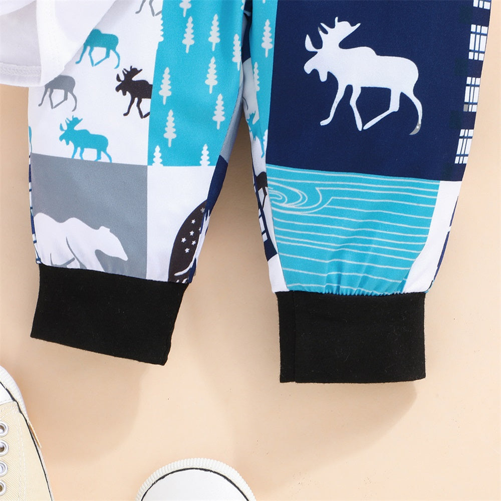3PCS Cute Bear Print Long Sleeve Baby Set