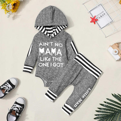 Ain't No Mama Letter Printed Hooded Baby Set