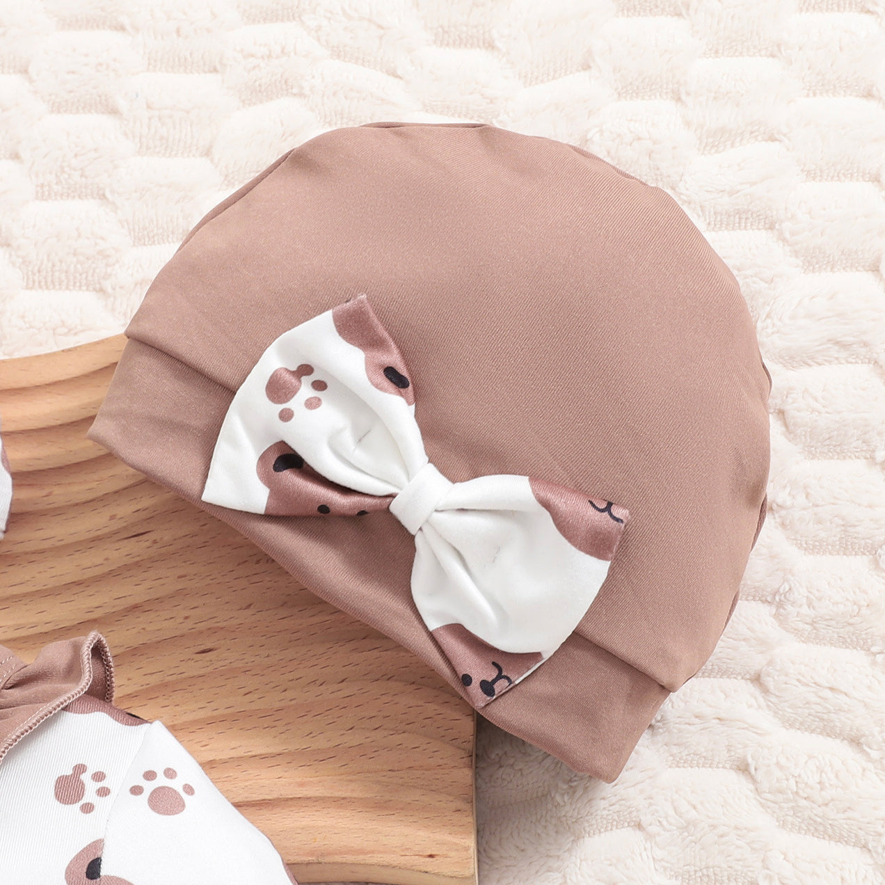 3PCS Adorable Bear & Paw Print Long Sleeve Baby Jumpsuit
