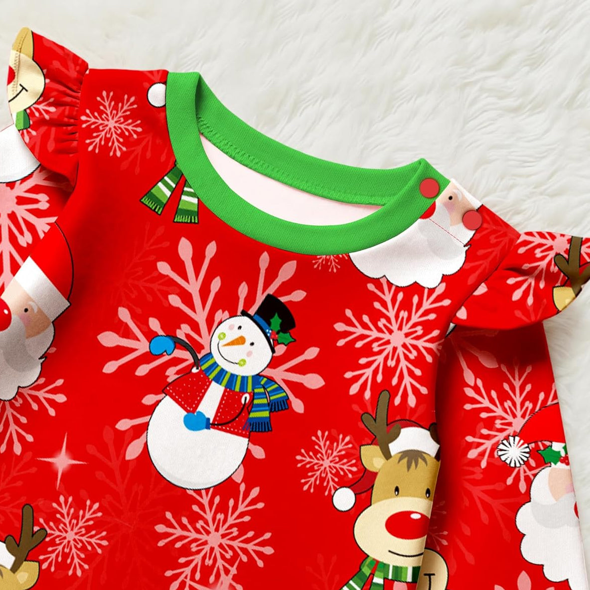 2PCS Christmas Santa Claus Elk Printed Baby Jumpsuit