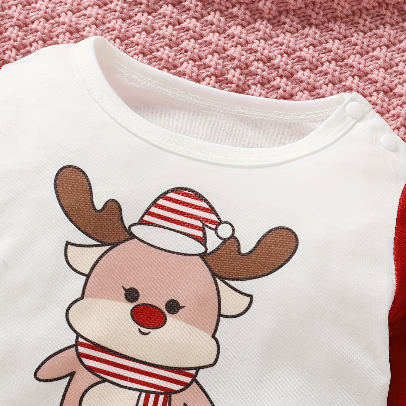 2PCS Lovely Christmas Elk Stripe Printed Long sleeve Baby Jumpsuit