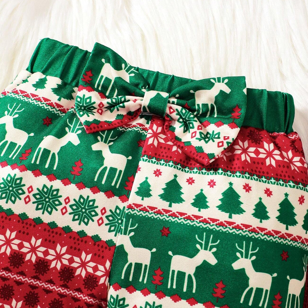 4PCS Ho Letter Christmas Elk and Santa Claus Printed Baby Set