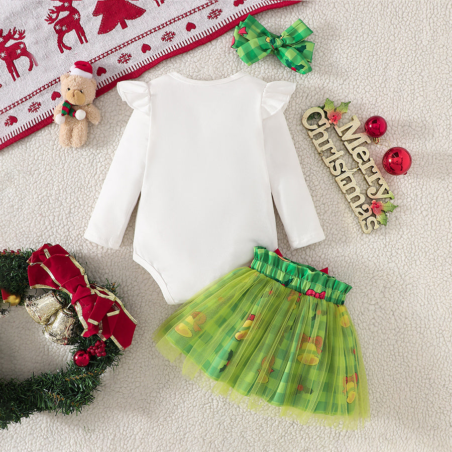 3PCS My 1st Christmas Printed Long Sleeve Baby Set