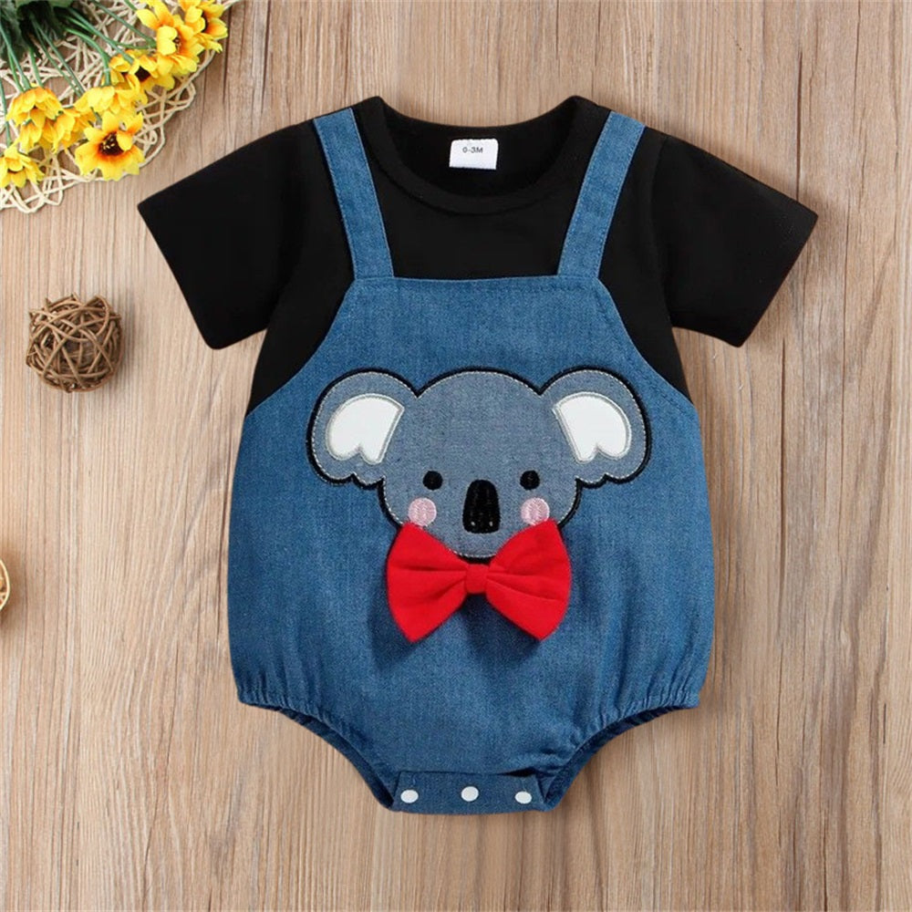 Summer Koala Embroidery Short Sleeve Baby Romper