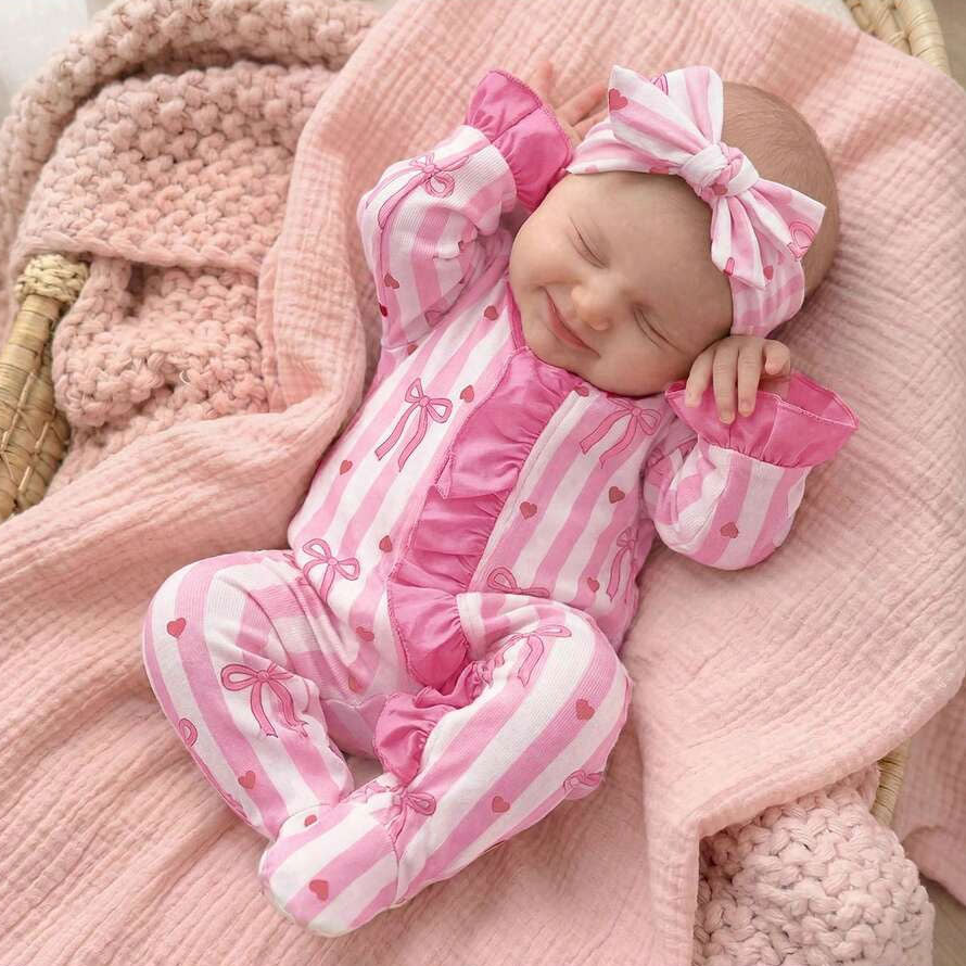 2PCS Gorgeous Bow Stripe Print Zipper Long Sleeve Baby Jumpsuit