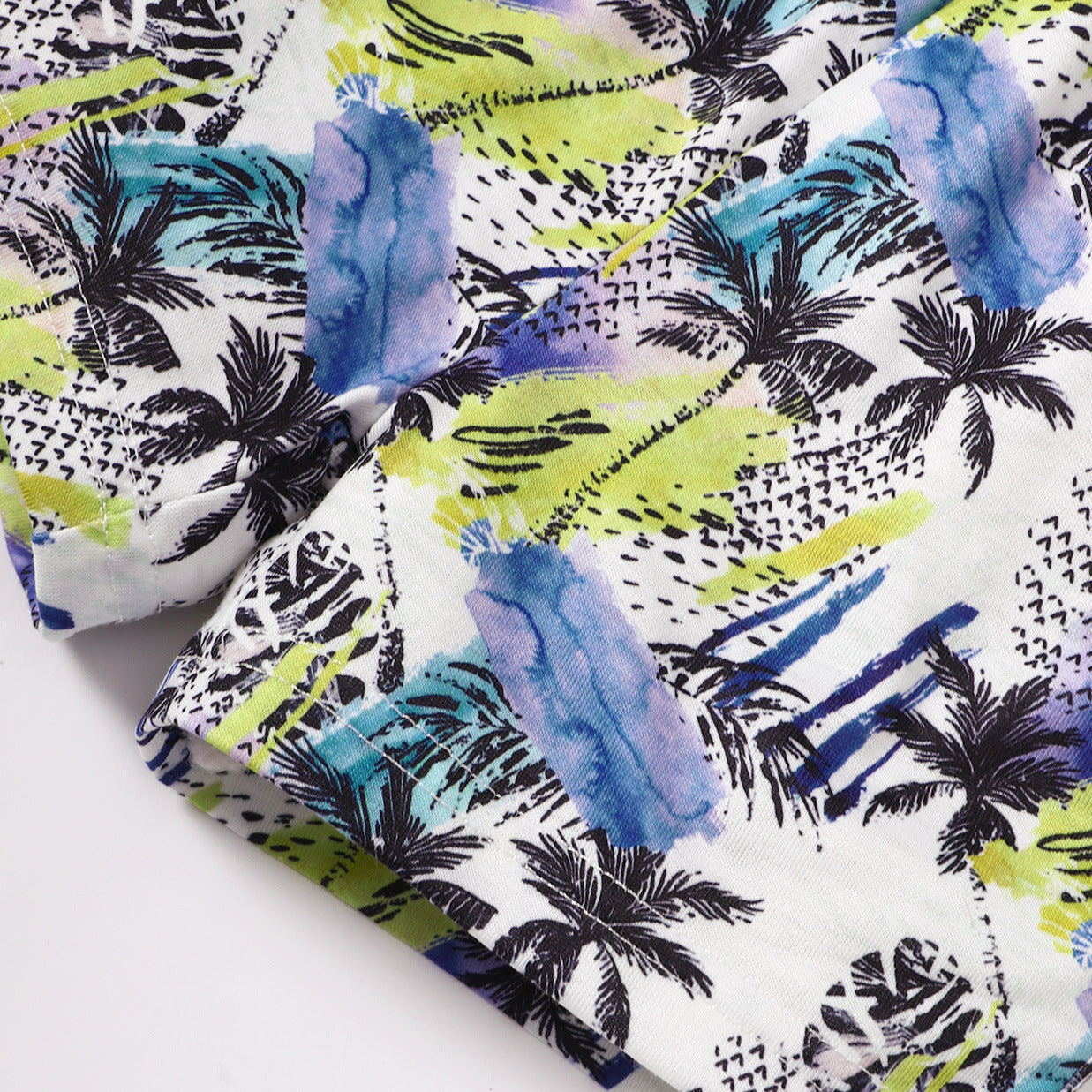 2PCS Stylish Shark Coconut Tree Printed Short Sleeve Baby Set