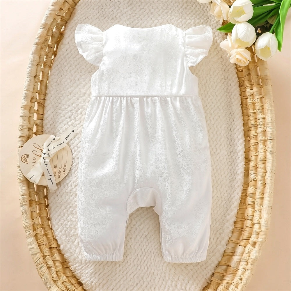 Casual Solid Color Sleeveless Baby Girl Jumpsuit
