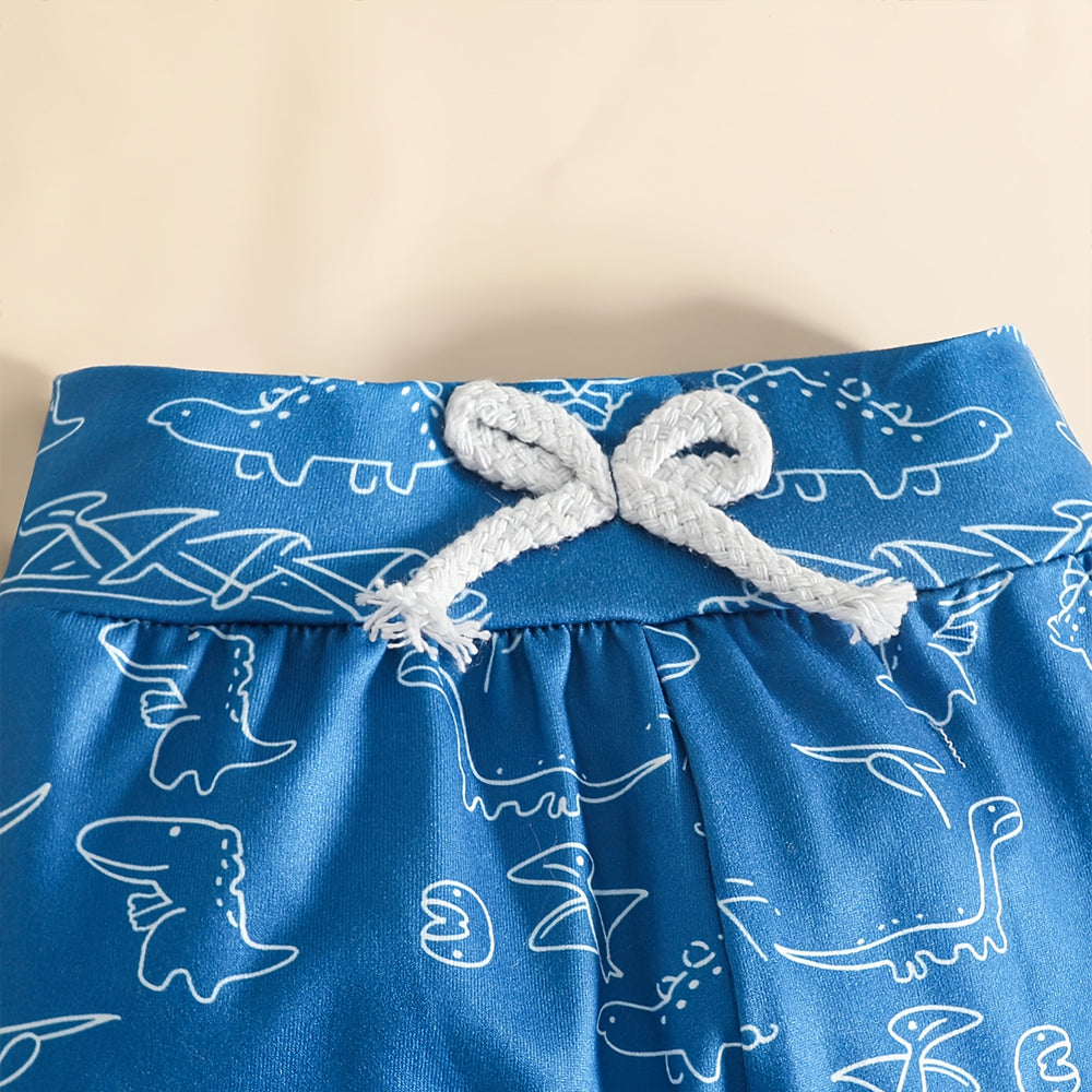 3PCS Cute Dinosaur Print Short Sleeve Baby Boy Set