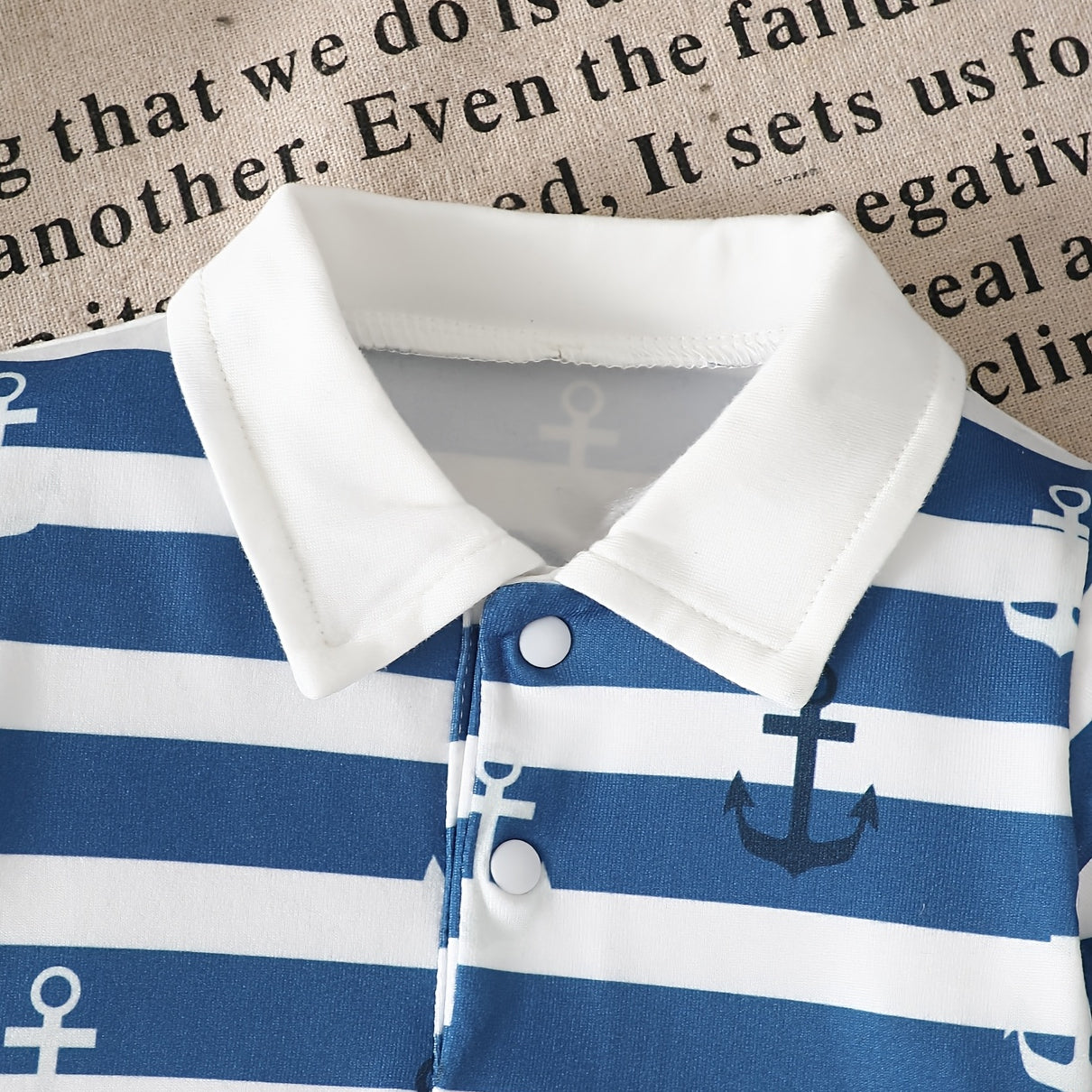 3PCS Cute Anchor Stripe Print Short Sleeve Baby Boy Set