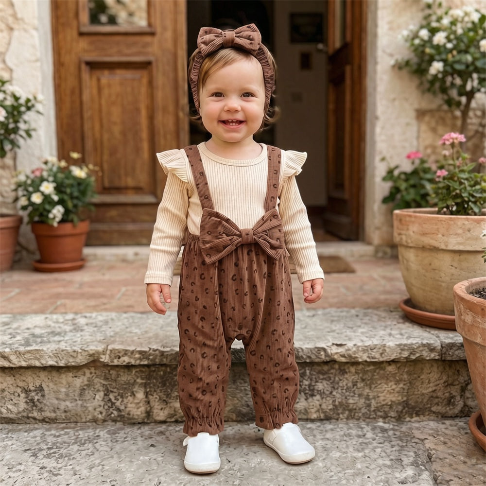 2PCS Classy Leopard Print Baby Girl Jumpsuit