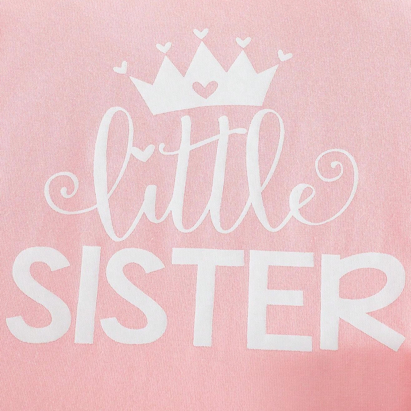 3PCS Little Sister Letter Bear Printed Long Sleeve Baby Set